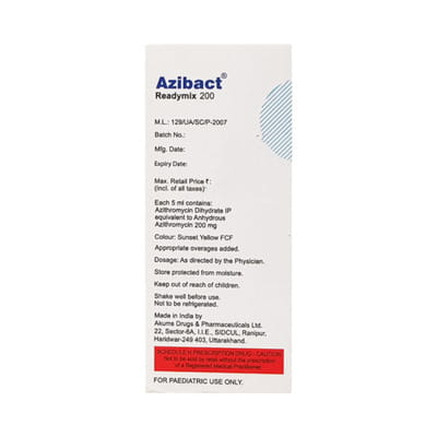 Azibact 200mg Readymix Bottle Of 15 Ml Suspension