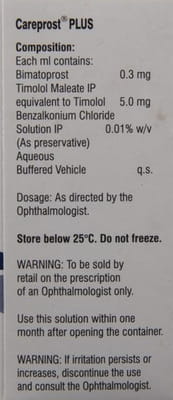 Careprost Plus Bottle Of 3ml Eye Drops