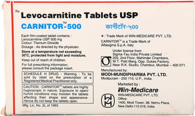 Carnitor 500mg Strip Of 10 Tablets