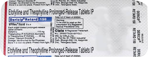 Dericip Retard 150mg Strip Of 10 Tablets