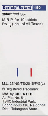 Dericip Retard 150mg Strip Of 10 Tablets