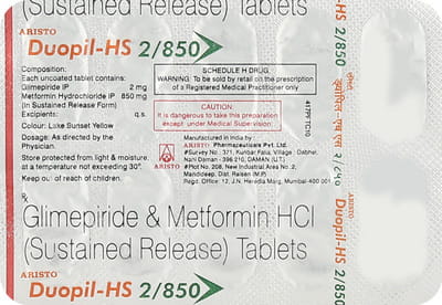Duopil Hs 2/850mg Strip Of 10 Tablets
