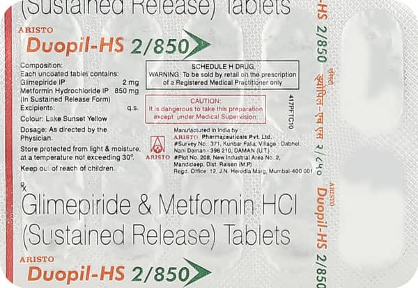 Duopil Hs 2/850mg Strip Of 10 Tablets