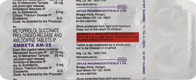 Embeta Am 25mg Strip Of 10 Tablets