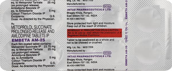 Embeta Am 25mg Strip Of 10 Tablets