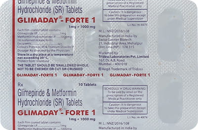 Glimaday Forte 1mg Strip Of 10 Tablets