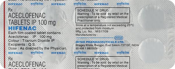 Hifenac 100mg Strip Of 10 Tablets