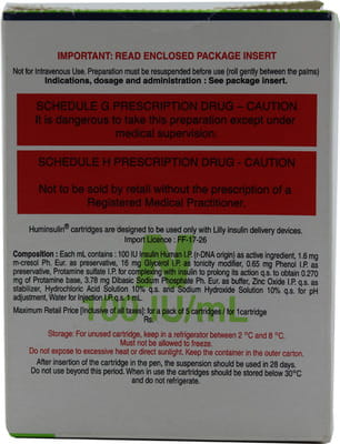 Huminsulin N 100iu Cartridge Of 3ml Injection
