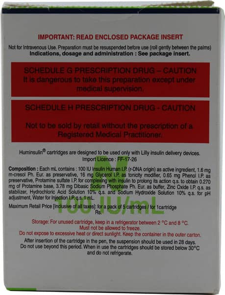 Huminsulin N 100iu Cartridge Of 3ml Injection
