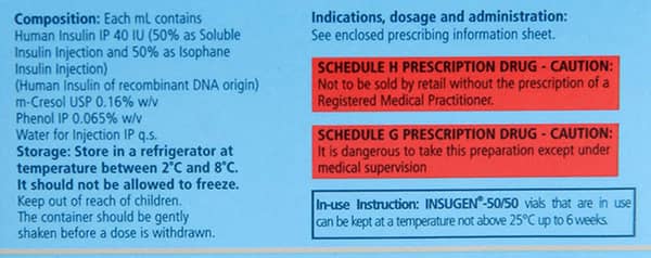 Insugen 50/50 40iu Vial Of 10ml Injection