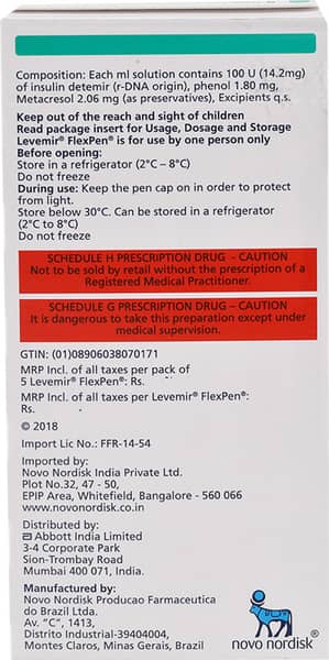 प्रोलिया 5x3ml के लिए लेवमिर फ्लेक्स्पेन सॉल्यूशन