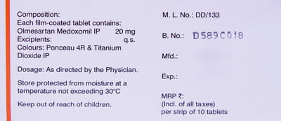 Olmesafe 20mg Strip Of 10 Tablets
