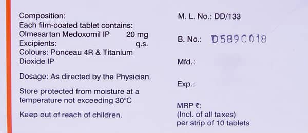 Olmesafe 20mg Strip Of 10 Tablets