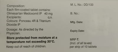 Olmesafe 40mg Strip Of 10 Tablets