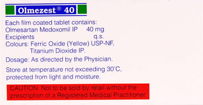 ओल्मिज़ेस्ट 20एमजी 40 टैबलेट्स की स्ट्रिप