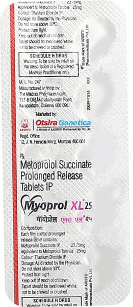 Myoprol Xl 25Mg Strip Of 10 Tablets