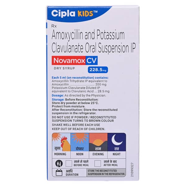 Novamox Cv 228.5mg Tangy Orange Flavour Bottle Of 30ml Dry Syrup