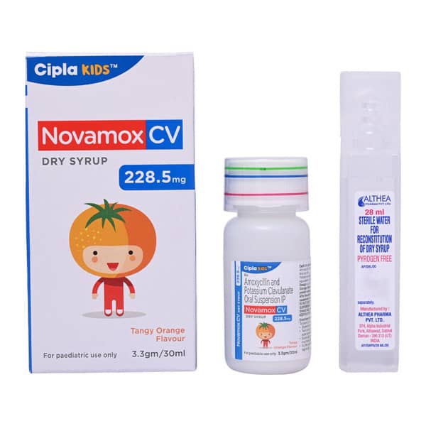 Novamox Cv 228.5mg Tangy Orange Flavour Bottle Of 30ml Dry Syrup