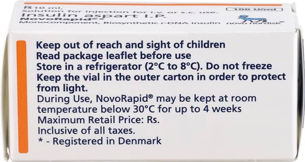 Novorapid 100iu Vial Of 10ml Solution For Injection