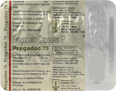 Pregadoc 75mg Strip Of 10 Capsules