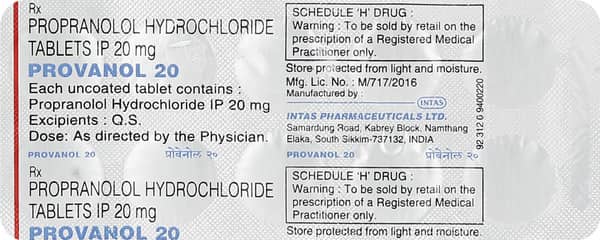 Provanol 20mg Strip Of 10 Tablets