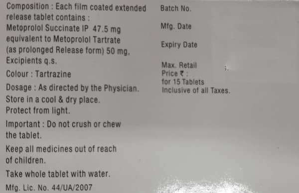 Tolol Xr 50mg Strip Of 10 Tablets