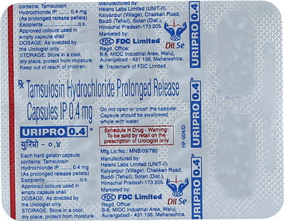 Uripro 0.4mg Strip Of 10 Capsules