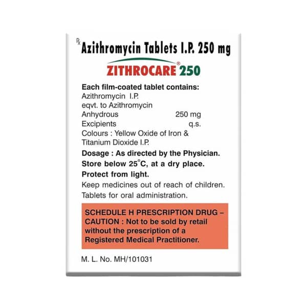 Zithrocare 250mg Strip Of 6 Tablets