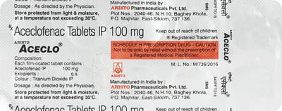 Aceclo 100mg Strip Of 10 Tablets