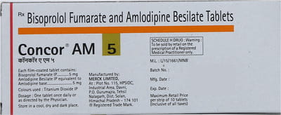 Concor Am 5mg Strip Of 10 Tablets