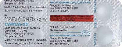Carca 25mg Strip Of 10 Tablets