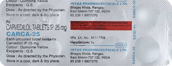 Carca 25mg Strip Of 10 Tablets
