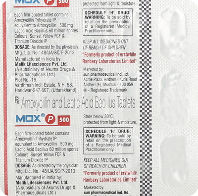 Mox P 500mg Strip Of 15 Tablets