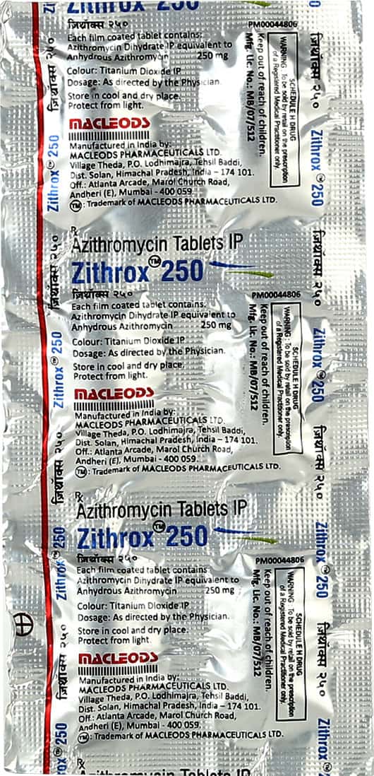 Zithrox Zithrox 250 MG Tablet (6): Uses, Side Effects, Price & Dosage | PharmEasy