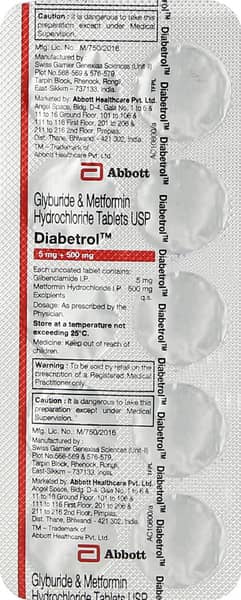 Diabetrol 500mg Strip Of 10 Tablets