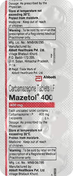 Mazetol 400Mg Strip Of 10 Tablets
