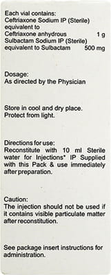 Cefrine Plus 1500mg Dry Vial Of 1 Powder For Injection