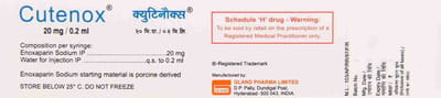 Cutenox 20mg Pre Filled Syringe Of 0.2ml Injection