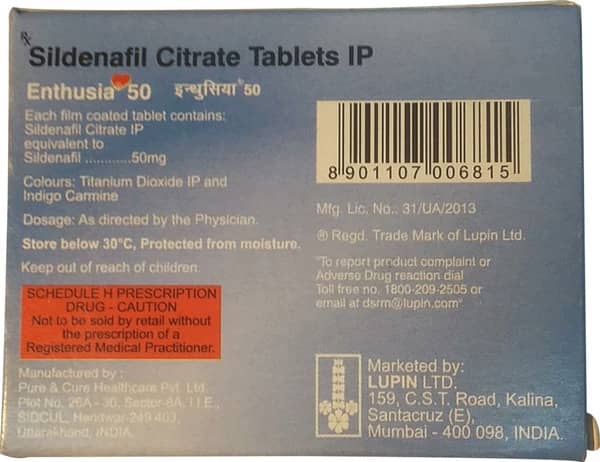 Enthusia 50mg Strip Of 4 Tablets