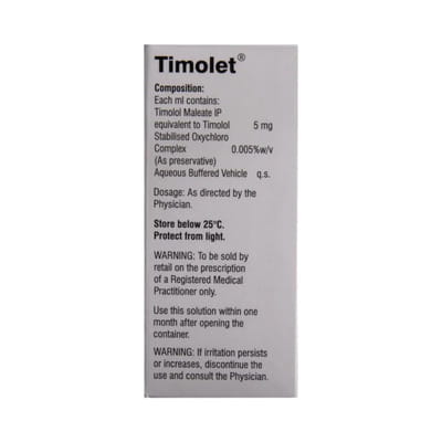 Timolen 0.50% Bottle Of 5ml Eye Drops