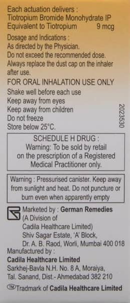 Tiomist 9Mcg Box Of 120Md Metered Dose Inhaler