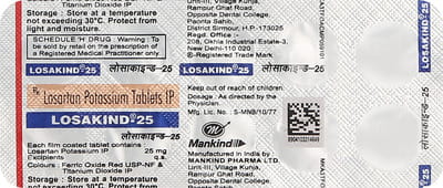 Losakind 25mg Strip Of 10 Tablets