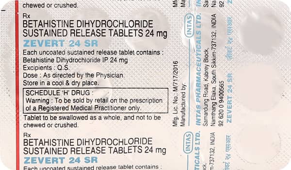 Zevert Sr 24mg Strip Of 14 Tablets