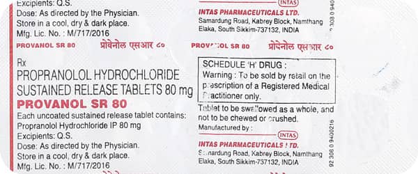 Provanol Sr 80mg Strip Of 10 Tablets