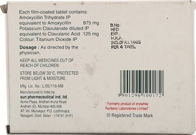 Mox Clav 1gm Strip Of 4 Tablets