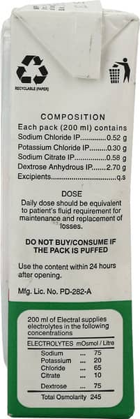 Electral Ors Apple Flavour Tetrapack Of 200ml Oral Liquid