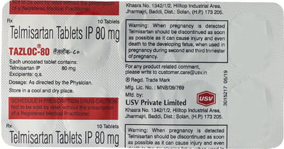 Tazloc 80mg Strip Of 10 Tablets