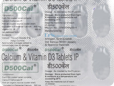 D 500mg Cal Strip Of 10 Tablets