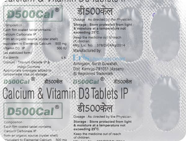 D 500cal Strip Of 10 Tablets