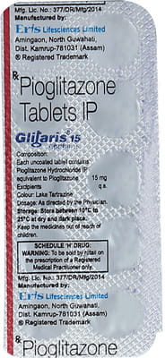 Glitaris 15mg Strip Of 10 Tablets